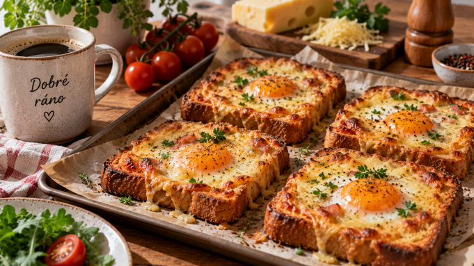 Zapečený toast s vejcem a sýrem rychlá snídaně z trouby za pár minut